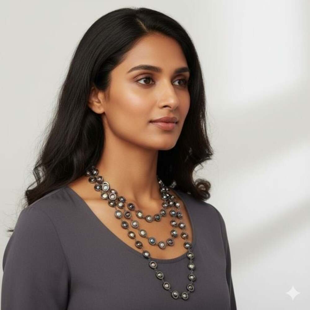 Multicolored Pearl Station Necklace